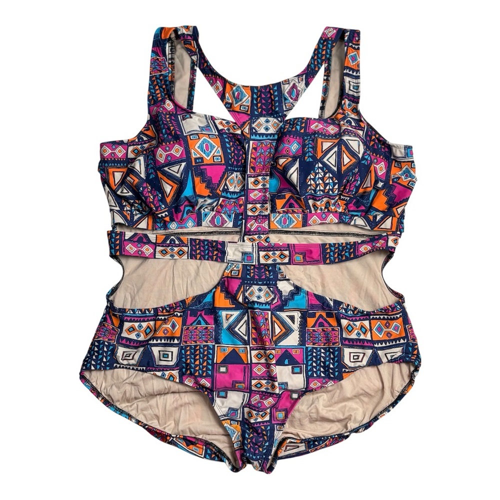 Y2K Monif C. Geometric Cut-Out One Piece Swimsuit
